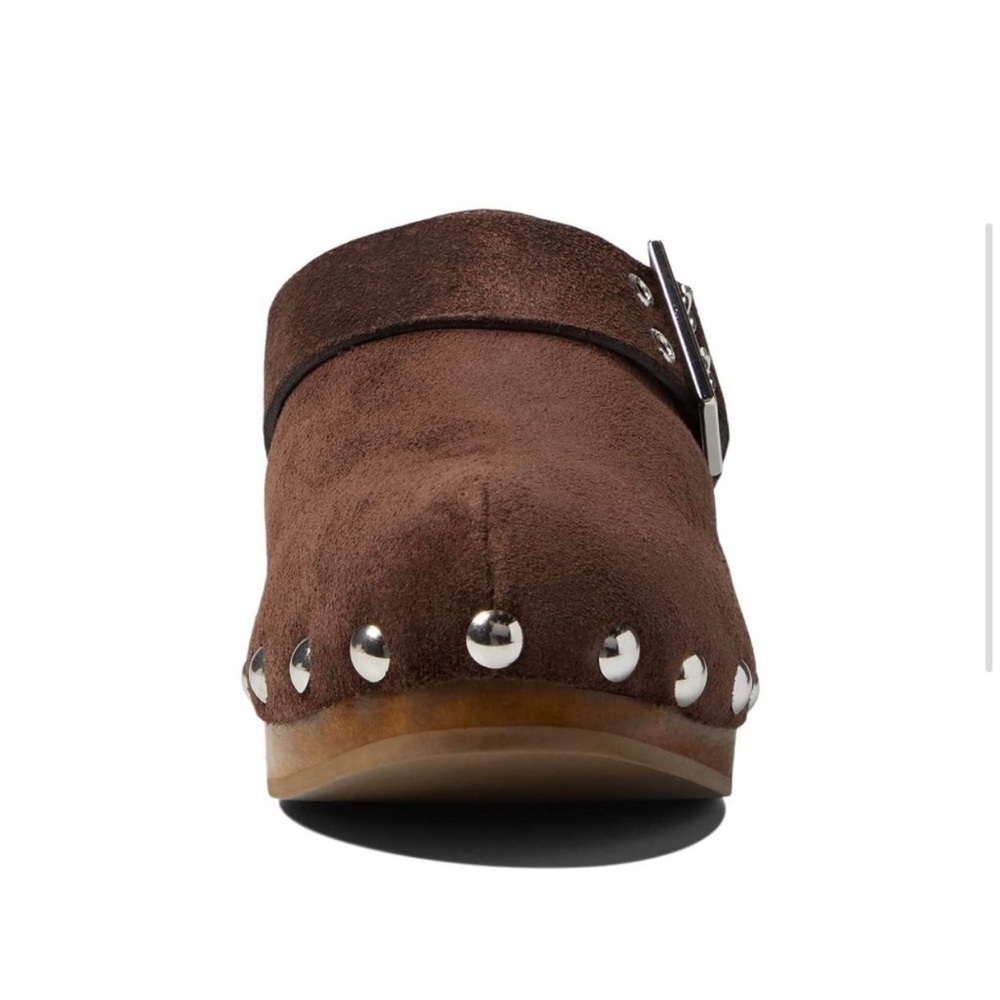 Matisse Boho London Chocolate Suede Clogs With Silver Hardware New in Box - Picture 7 of 12